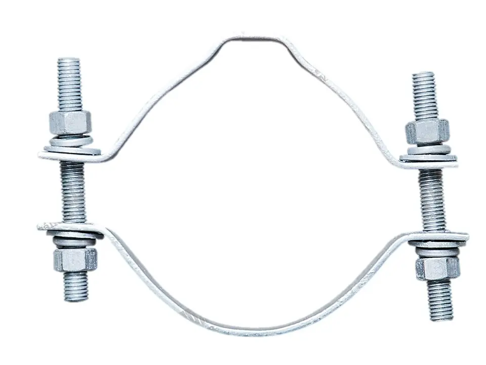 ABRAZADERA ACERO GALV 2 PERNOS 38X4 160 MM ESPÁRRAGO 12 X 150 MM